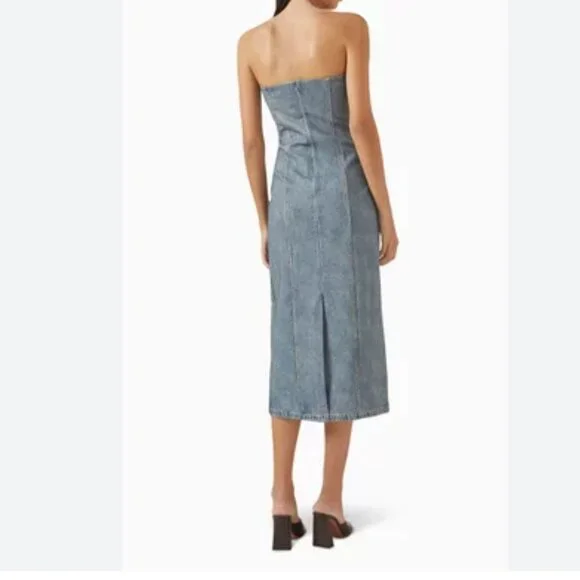 NWT rag & bone Jasmine Strapless Denim Midi Dress - Picture 5 of 8